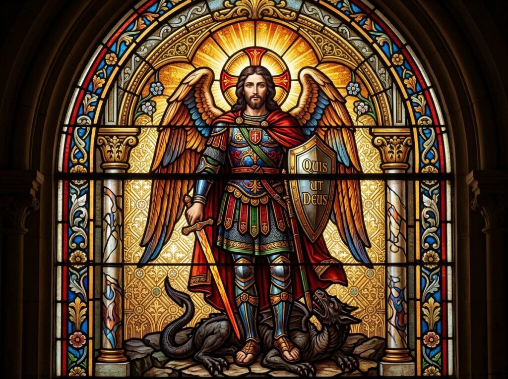 Símbolo de luz celestial y la oración a san miguel arcángel